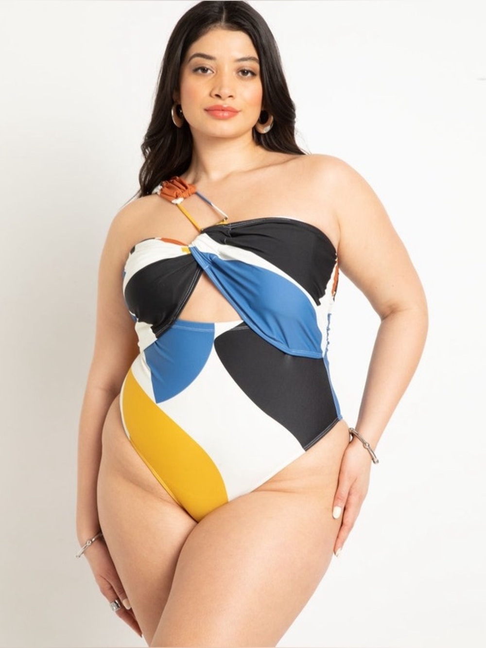 ELOQUII One Shoulder Cutout Detail Swimsuit NWT